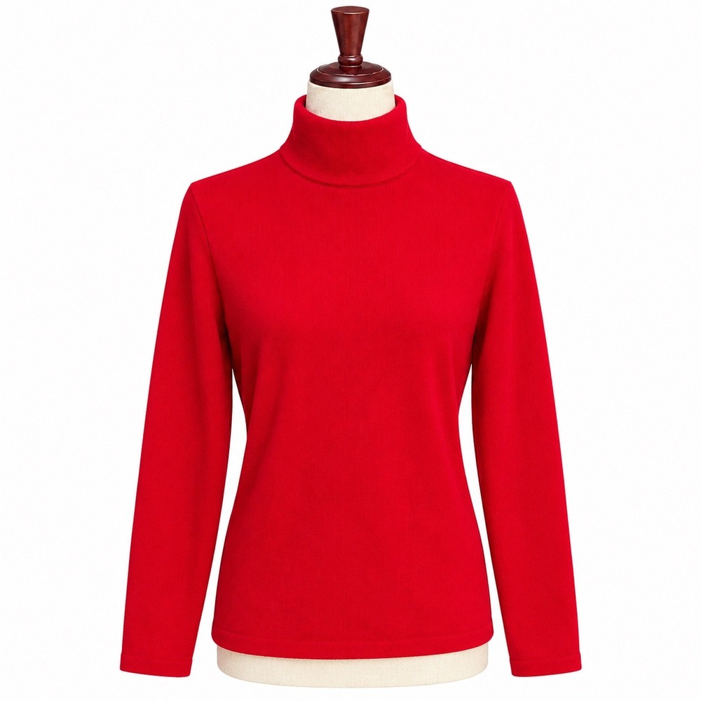 Lands End Womens Red 100% Cashmere Turtleneck Sweater Long Sleeve Small 6-8